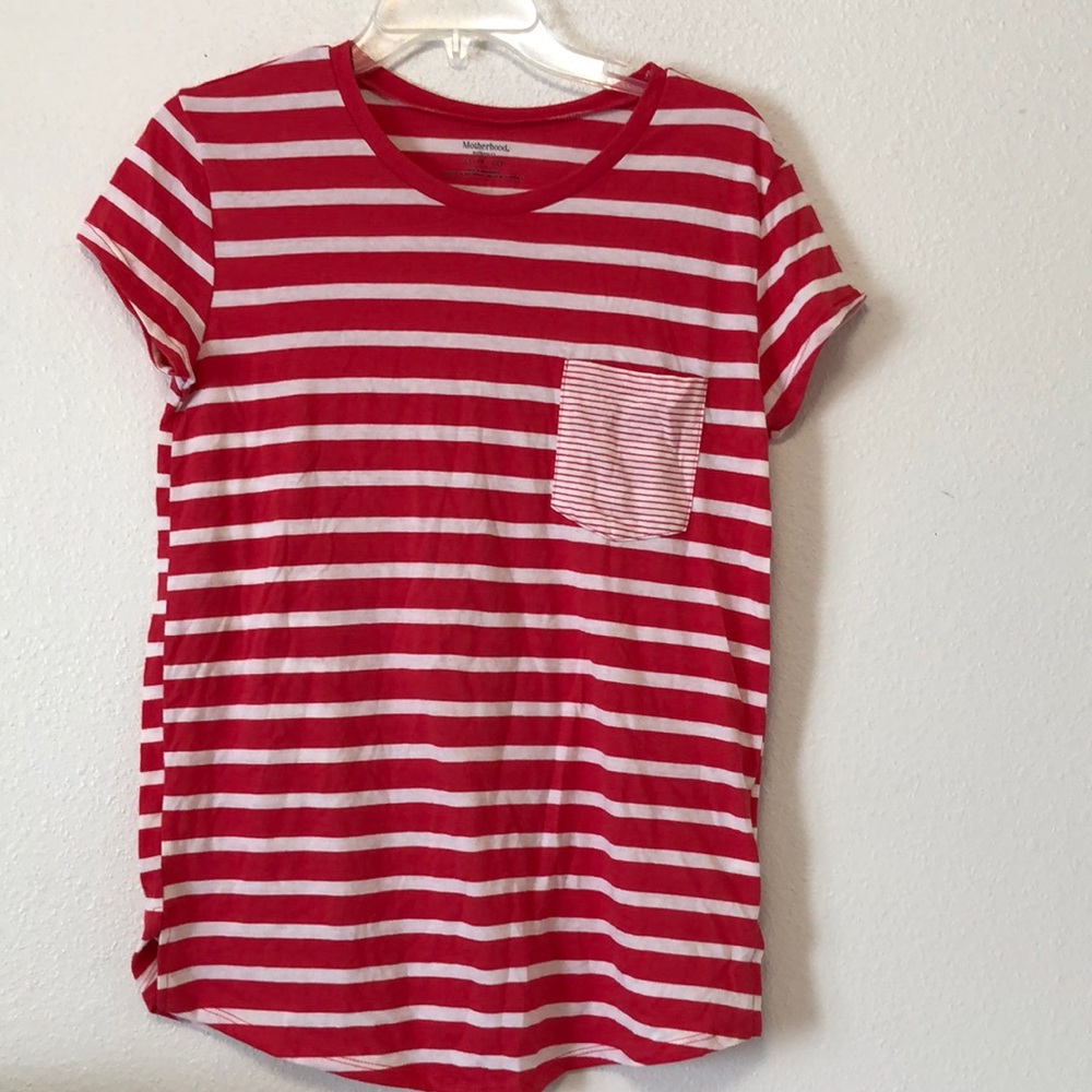Motherhood Maternity pink & white stripes Tee Size XS